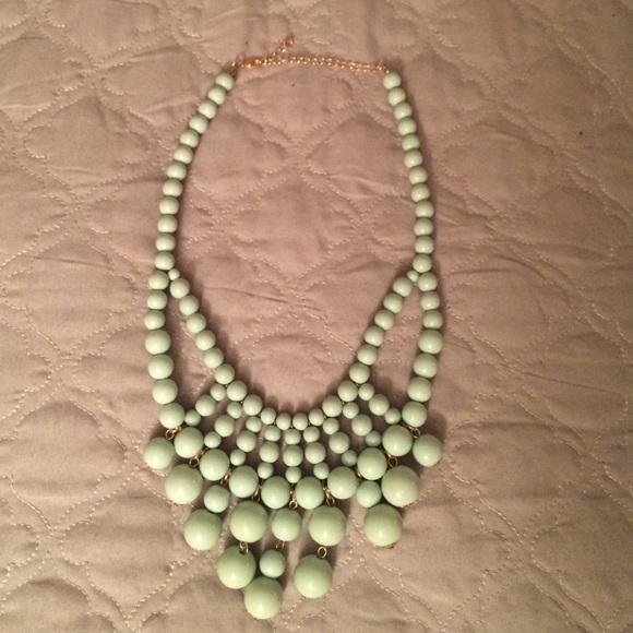 Mint beaded bib necklace
