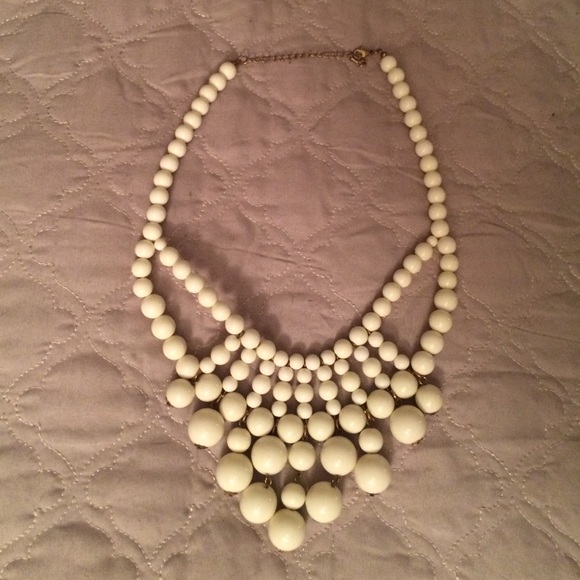 Off white/cream beaded bib necklace