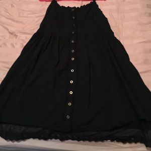 Black button down dress with black lace trim