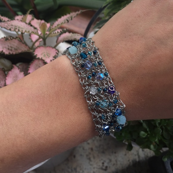 Blue and silver bracelet