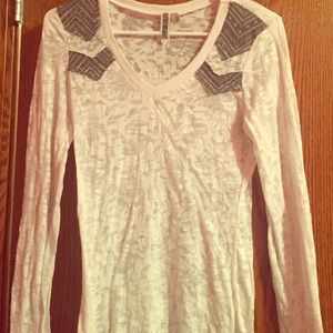 White and grey see through top