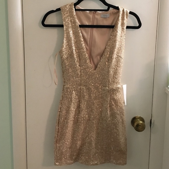 Tobi sequin low cut dress