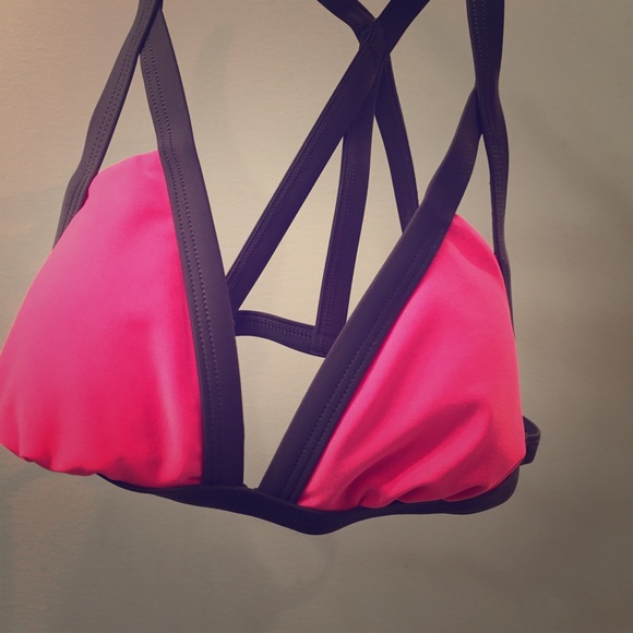 Other - New without tags pink and grey scrappy bikini top!