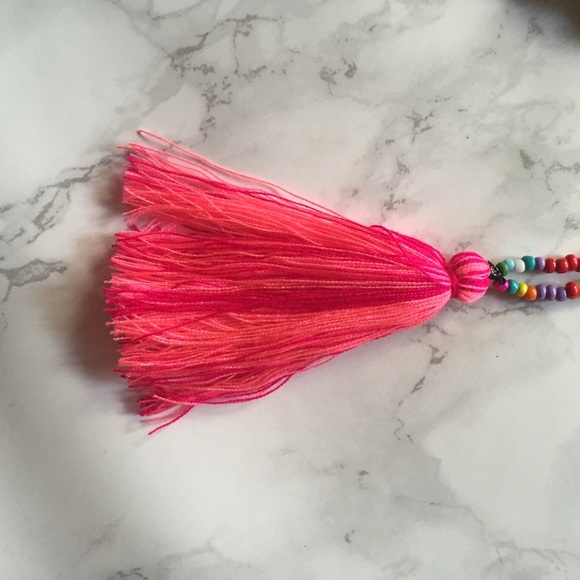 Jewelry - Long beaded necklace with hot pink tassel! Jewelry - Long beaded necklace with hot pink tassel!