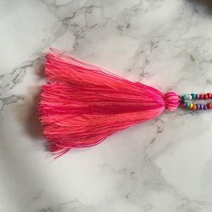 Jewelry - Long beaded necklace with hot pink tassel! Jewelry - Long beaded necklace with hot pink tassel!