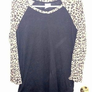 PINK Victoria's Secret cheetah baseball style tee