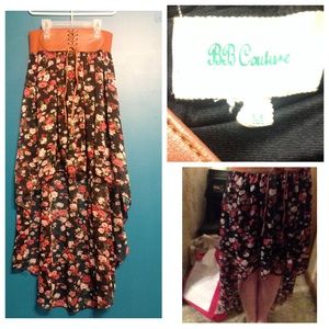 High to low floral print bb couture skirt