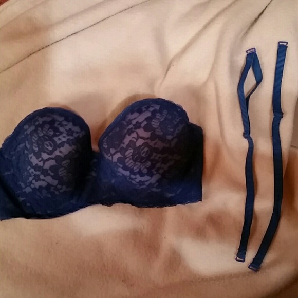 Blue lace bra adjustable straps