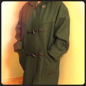Women's woolen coat with hood.