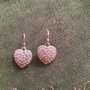 Studded Heart Dangle Earrings