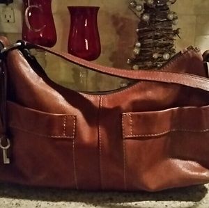 FOSSIL BROWN LEATHER BAG, MINT CONDITION!