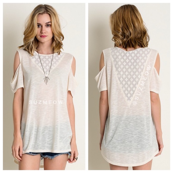 NWT Cold Shoulder Lace Inset Tunic Top • S, M, L
