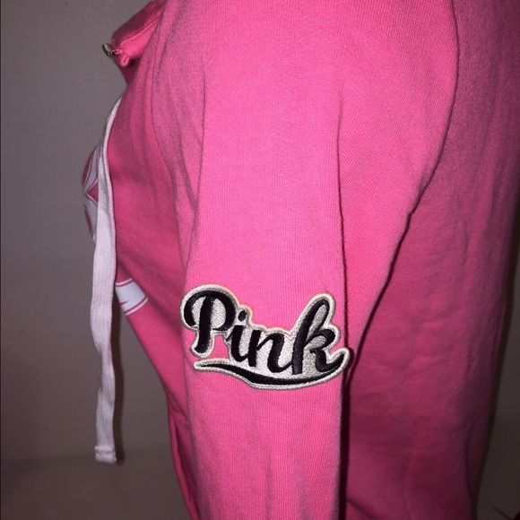 🚫SOLD🚫NEW PINK VS LOGO HALF ZIP HOODED - Picture 3 of 4
