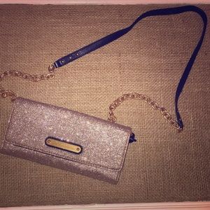 JuicyCouture Gold Glitter Crossbody Black Leather