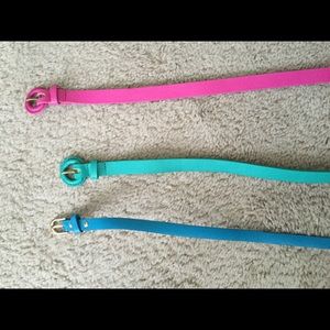 Ann taylor J.crew leather belts pink blue green