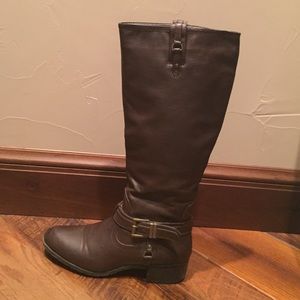 Brown leather riding boots