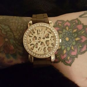 Brown Leopard Geneva watch