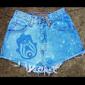 High Waisted Levi's Jean Shorts Bassnectar Hamsa