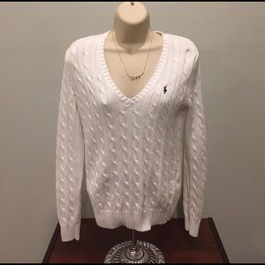 Ralph Lauren Cable Knit V-neck Sweater
