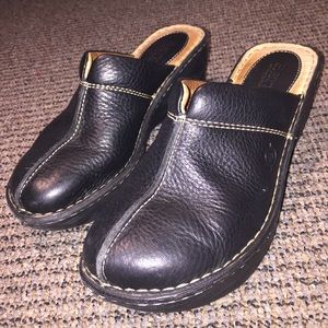 Born hand crafted platform mules in black leather