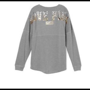 Victoria's Secret Pink Bling Grey varsity crew