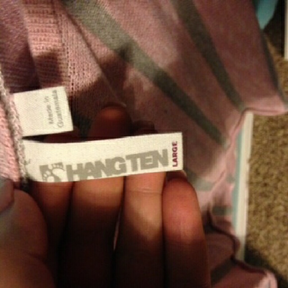 High-Low Pink and Gray Stripped  Shirt - Picture 3 of 3