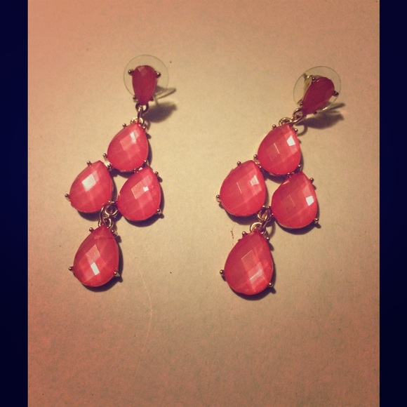 J Crew Gold Pink Chandelier Cabo Post Earring NWOT