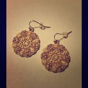 J Crew Gold Ivory Disc Hook Earrings NEW NWOT