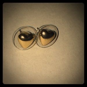 J Crew Gold Heart Post Stud Earrings NEW NWOT