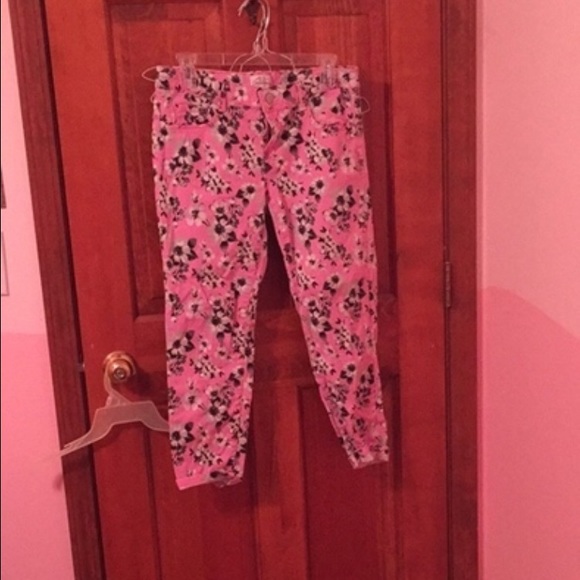 Pink Floral Cropped Jeggings