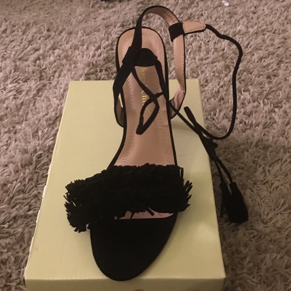 Faux suede fringe heels .. Never worn