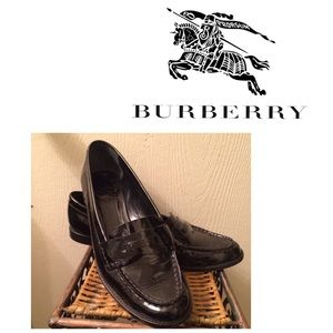 Burberry black patent leather loafers