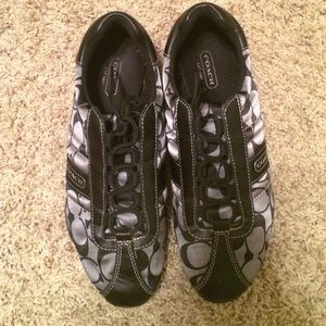 Black and silver Coach shoes