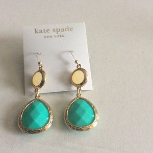 Kate Spade Gold Teal Yellow Hook Drop Earrings NWT