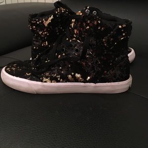 Shimmer high top sneaker..