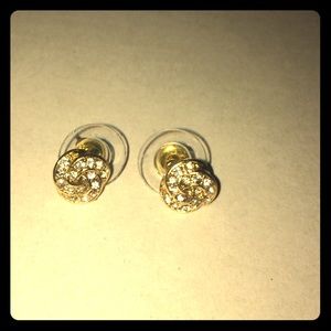 J Crew Gold Clear Stone Small Knot Post Earrings