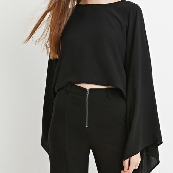 Poncho Sleeved Crop Top
