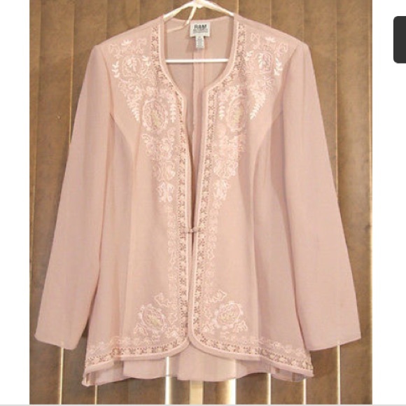 SALE Vintage Pink embroidered pearl blazer