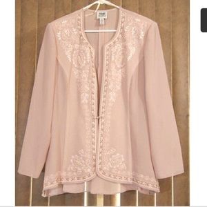 SALE Vintage Pink embroidered pearl blazer