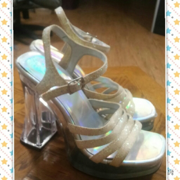 Chunky See-Through Glitter Dance Heels
