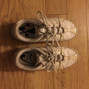 White varsity Nike cheer shoes