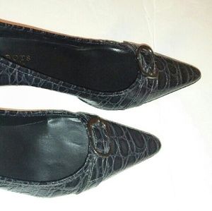 Talbots black/gray sz 8.5AA women's leather pumps