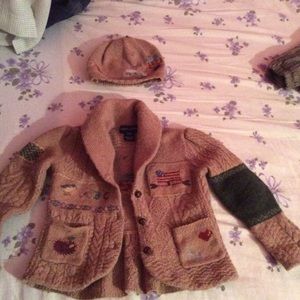 Ralph lauren polo knit with matching hat 4t