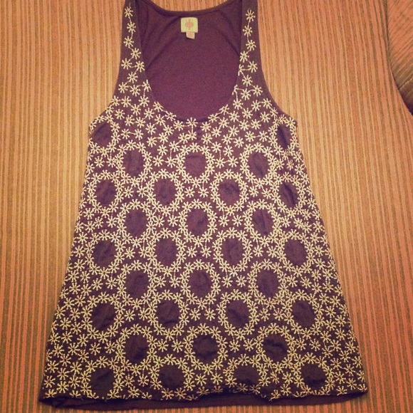 Anthropologie HWR Navy & Metallic Tank