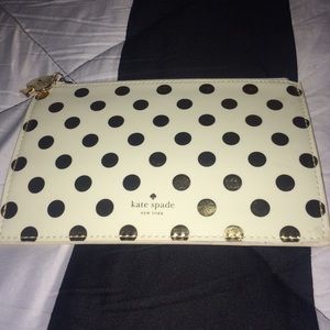 Kate Spade gold polkadot pencil pouch
