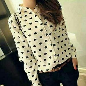 CUTE loose fit chiffon long sleeve top