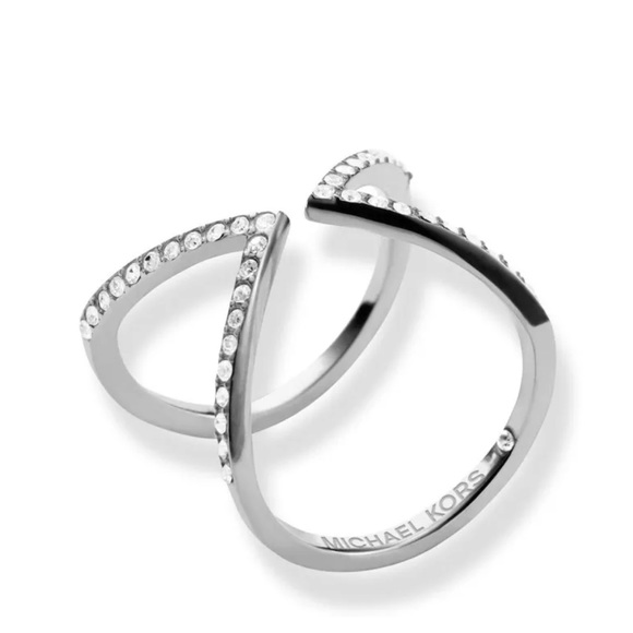 Michael Kors Jewelry - Michael Kors silver motif pave crystal arrow ring