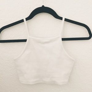 Topshop White Ribbed Crop Top