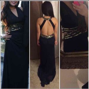 Navy blue/gold prom dress