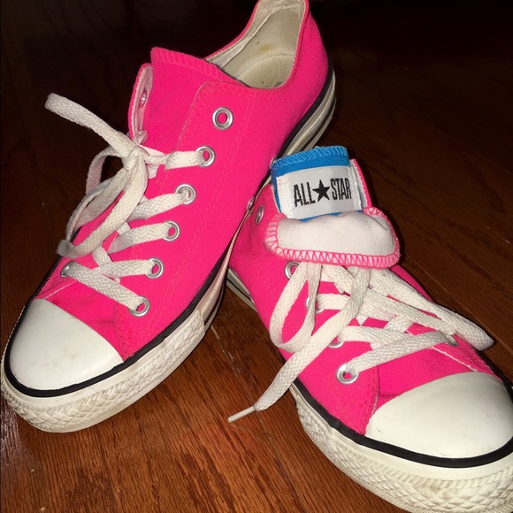 Neon Pink All Star Converse W/ Blue hidden Tongue